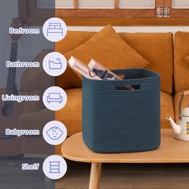 OIAHOMY Storage Cubes, 13 Inch Cube Storage Organizer, Collapsible Storage Bins, Baskets for Organizing, Storage Bins for Shelves-Blue, 2-PACK - Image 4