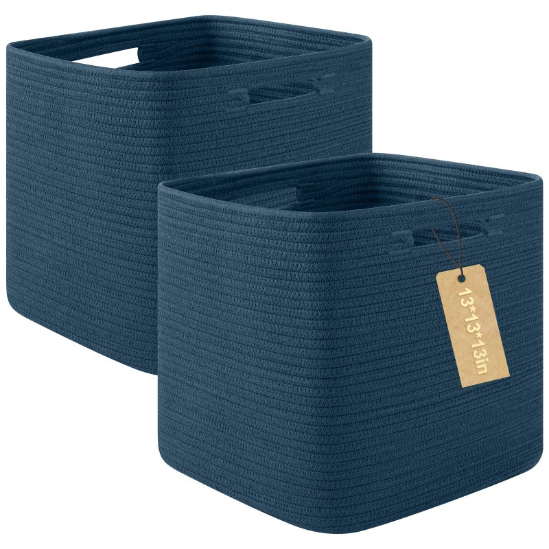 OIAHOMY Storage Cubes, 13 Inch Cube Storage Organizer, Collapsible Storage Bins, Baskets for Organizing, Storage Bins for Shelves-Blue, 2-PACK - Image 1
