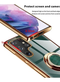 erorex Luxury Green Gold Plated Phone Case with Ring Holder for (Samsung Galaxy S22 Ultra 5G) Scratch Resistant Anti Fall Design Precise Cutouts and Easy Access to Buttons  - Image 2