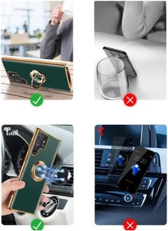 erorex Luxury Green Gold Plated Phone Case with Ring Holder for (Samsung Galaxy S22 Ultra 5G) Scratch Resistant Anti Fall Design Precise Cutouts and Easy Access to Buttons  - Image 4