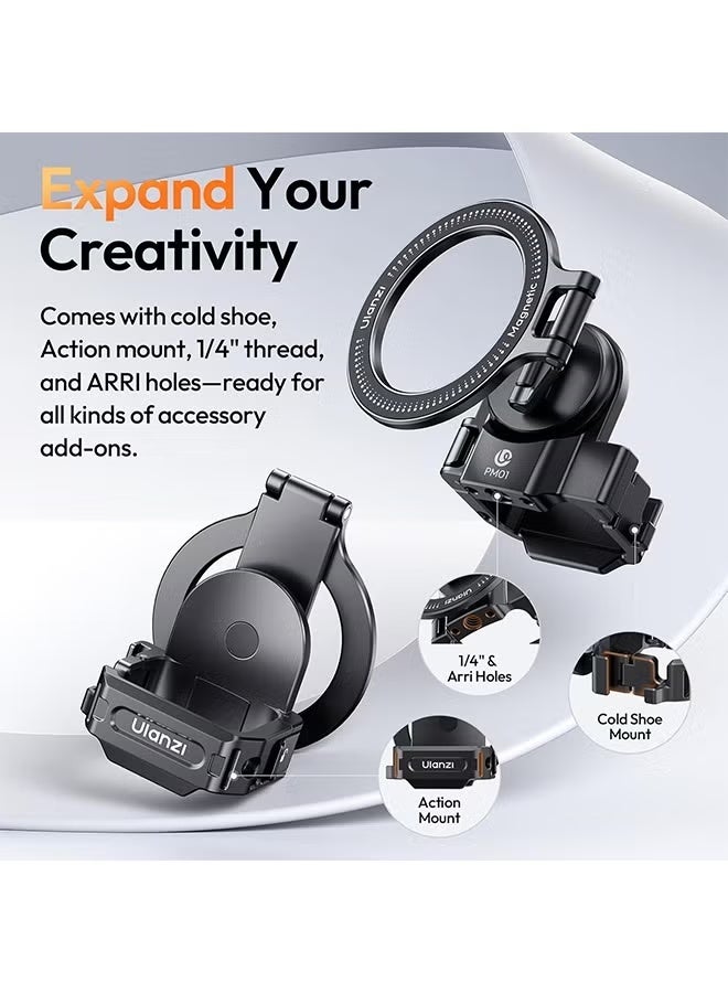 ULANZI PM01 Magnetic Mount Stand Compatible with DJI OSMO Pocket 3, Aluminium Expansion Camera Holder with Cold Shoe and 1/4'' Mount, 181/270/360° Adjustment Magnetic Adapter Pocket 3 Accessories - view 3