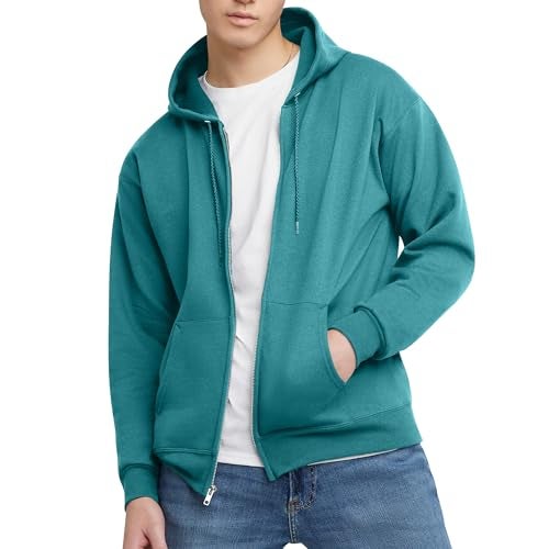 Hanes Men's Hoodie, EcoSmart Fleece Full-Zip Hoodie, Zip-Up Hooded Sweatshirt for Men - Image 1