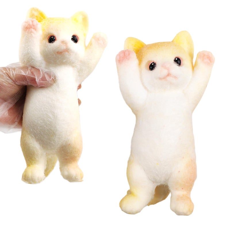 YVBBHE Big Hand Painted Cat Squishy ToysLarge Cute Ultra Soft Kitty Squeeze Fidget Toys for Stress Relief Kawaii Squishies Sticky Animal Toys for Adults KidsDecompression Sensory BallsCream - Image 3