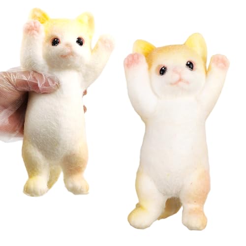 YVBBHE Big Hand Painted Cat Squishy ToysLarge Cute Ultra Soft Kitty Squeeze Fidget Toys for Stress Relief Kawaii Squishies Sticky Animal Toys for Adults KidsDecompression Sensory BallsCream - Image 1