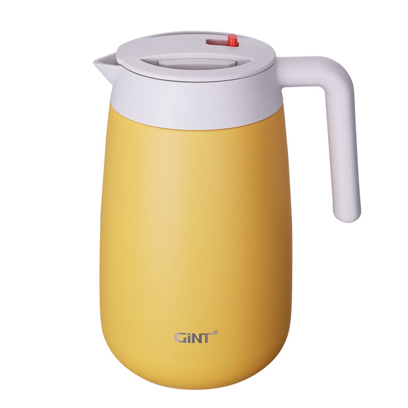GiNT GiNT 54Oz16L Thermal Coffee Carafe Wide Mouth  Double Wall Vacuum Insulated Stainless Steel Beverage Dispenser with Safety Lock  12H Hot  20H Cold Retention Yellow 