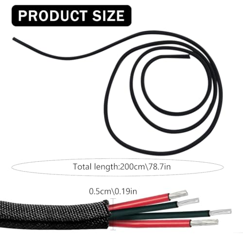 Supvox® 6.6ft Cable Protector Wire Loom Tubing Sleeve Split Sleeving for USB Power Cord Audio Video Cable Cable Jacket Protect Mouse Cat from Chewing Cords - Black - Image 2