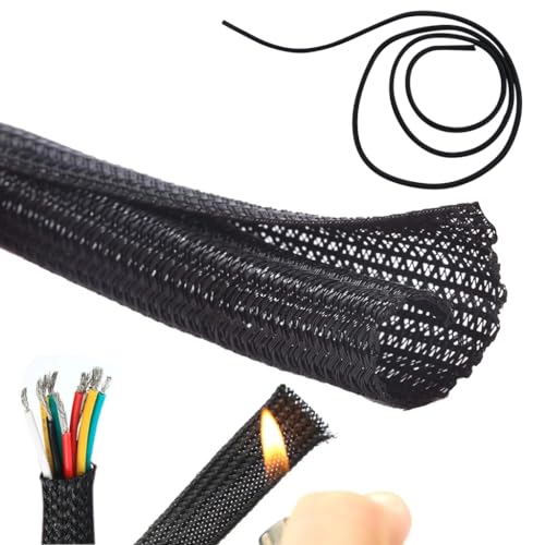 Supvox® 6.6ft Cable Protector Wire Loom Tubing Sleeve Split Sleeving for USB Power Cord Audio Video Cable Cable Jacket Protect Mouse Cat from Chewing Cords - Black - Image 1