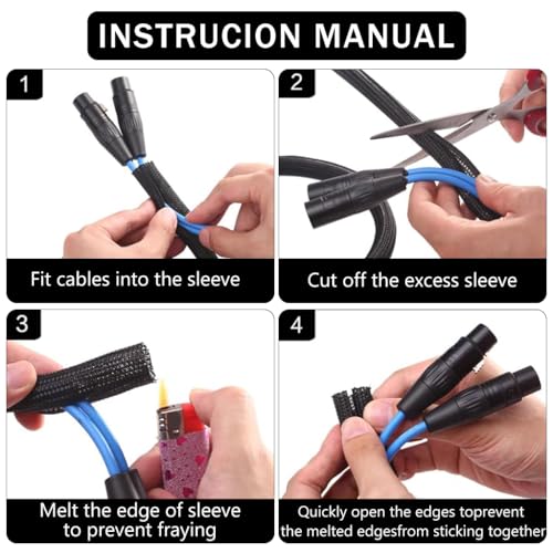 Supvox® 6.6ft Cable Protector Wire Loom Tubing Sleeve Split Sleeving for USB Power Cord Audio Video Cable Cable Jacket Protect Mouse Cat from Chewing Cords - Black - Image 4