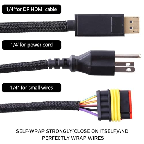 Supvox® 6.6ft Cable Protector Wire Loom Tubing Sleeve Split Sleeving for USB Power Cord Audio Video Cable Cable Jacket Protect Mouse Cat from Chewing Cords - Black - Image 5