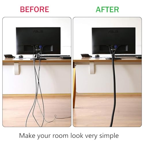 Supvox® 6.6ft Cable Protector Wire Loom Tubing Sleeve Split Sleeving for USB Power Cord Audio Video Cable Cable Jacket Protect Mouse Cat from Chewing Cords - Black - Image 3
