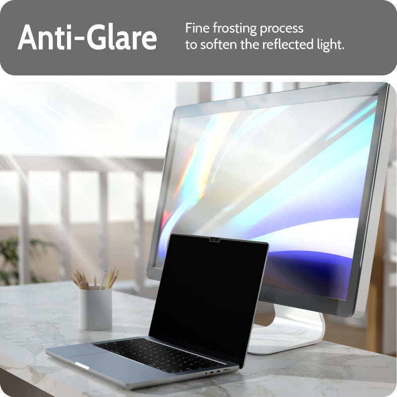 Peslv Magnetic Privacy Screen Compatible with MacBook Pro 14 Inch (2021-2024, M1, M2, M3, M4), Removable Matte Blue Light Glare Filter for Mac Pro 14.2" Laptop Computer - Image 4