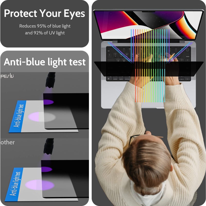 Peslv Magnetic Privacy Screen Compatible with MacBook Pro 14 Inch (2021-2024, M1, M2, M3, M4), Removable Matte Blue Light Glare Filter for Mac Pro 14.2" Laptop Computer - Image 5