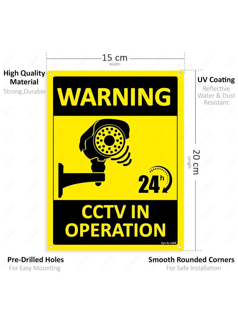 Rubik لافتة تحذيرية لتشغيل كاميرات المراقبة على مدار 24 ساعة، 20×15 سم، لافتة بلاستيكية عاكسة للمراقبة بالفيديو ومقاومة للأشعة فوق البنفسجية ومقاومة للطقس (قطعة واحدة) - Image 3