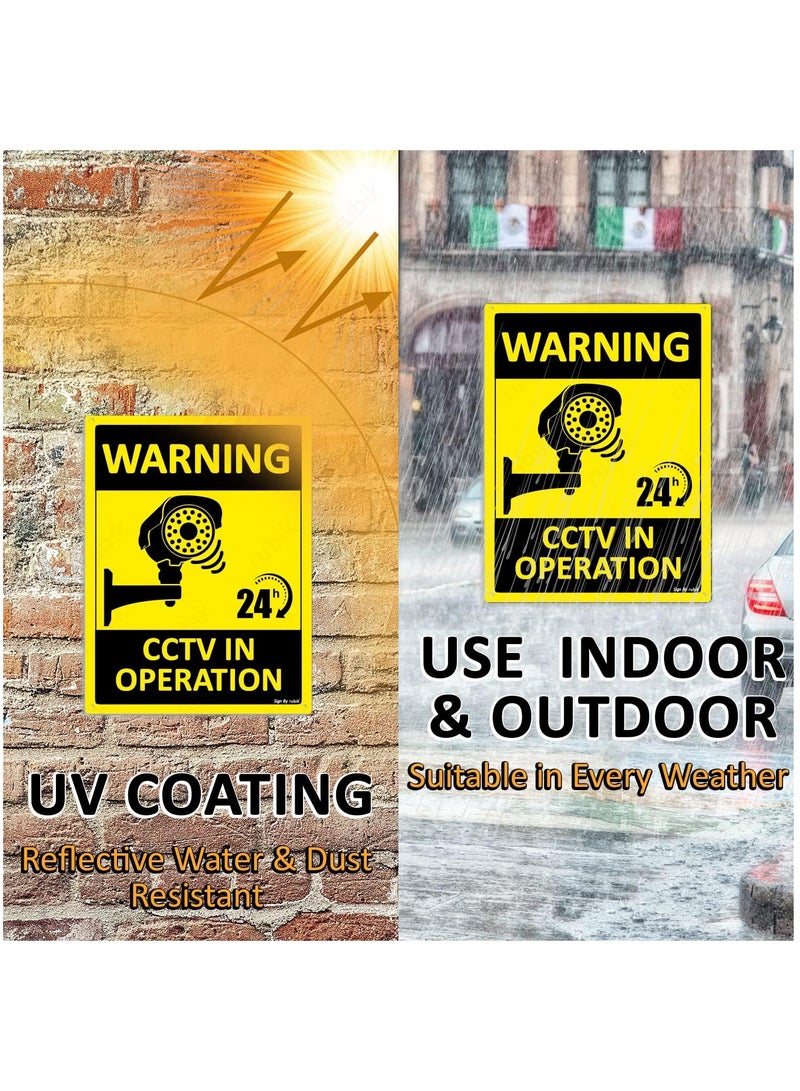 Rubik لافتة تحذيرية لتشغيل كاميرات المراقبة على مدار 24 ساعة، 20×15 سم، لافتة بلاستيكية عاكسة للمراقبة بالفيديو ومقاومة للأشعة فوق البنفسجية ومقاومة للطقس (قطعة واحدة) - Image 4
