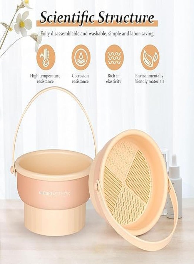 YAVRIXZ Makeup Brush Cleaner Mat 3 in 1 Silicone Makeup Brush Cleaner Bowl with Brush Drying Holder Cosmetic Brushes Cleaning Tool Organizer for Storage & Air Dry (Multicolor) - Image 2