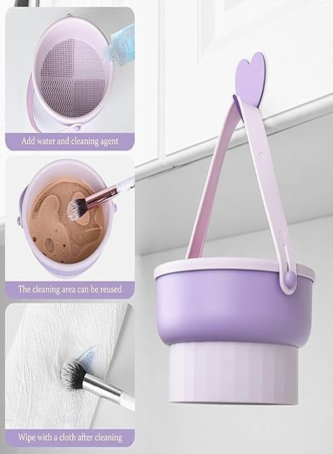 YAVRIXZ Makeup Brush Cleaner Mat 3 in 1 Silicone Makeup Brush Cleaner Bowl with Brush Drying Holder Cosmetic Brushes Cleaning Tool Organizer for Storage & Air Dry (Multicolor) - Image 5