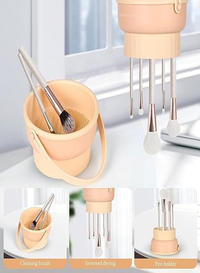 YAVRIXZ Makeup Brush Cleaner Mat 3 in 1 Silicone Makeup Brush Cleaner Bowl with Brush Drying Holder Cosmetic Brushes Cleaning Tool Organizer for Storage & Air Dry (Multicolor) - Image 3