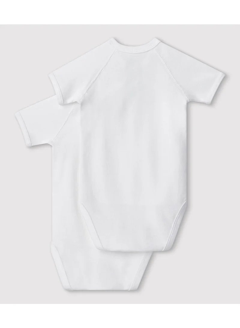 Petit Bateau Short-sleeved plain cotton wrapover bodysuits for babies - 2-Pack