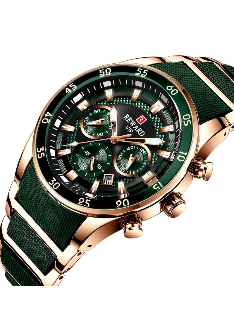 REWARD Mens Wrist Watches, Luxury Fashion Analog Quartz Watch, Classic Big Face Chronograph Waterproof Luminous Date Stainless Business Watches for Men - Image 2