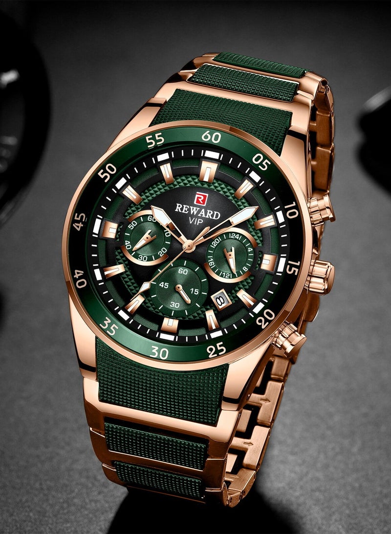 REWARD Mens Wrist Watches, Luxury Fashion Analog Quartz Watch, Classic Big Face Chronograph Waterproof Luminous Date Stainless Business Watches for Men - Image 5