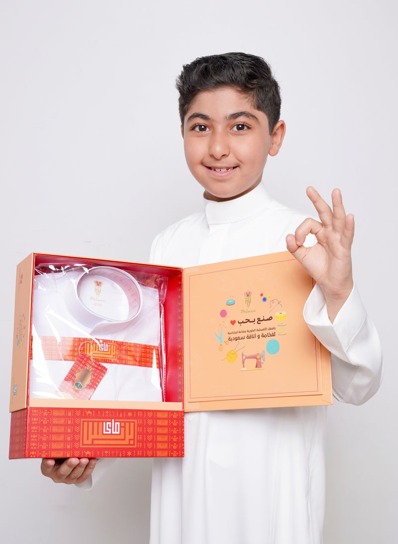 مدرستي  ثوب سعودي ولادي لون كريمي-سحاب (مخفي) قماش طايح  - Image 5