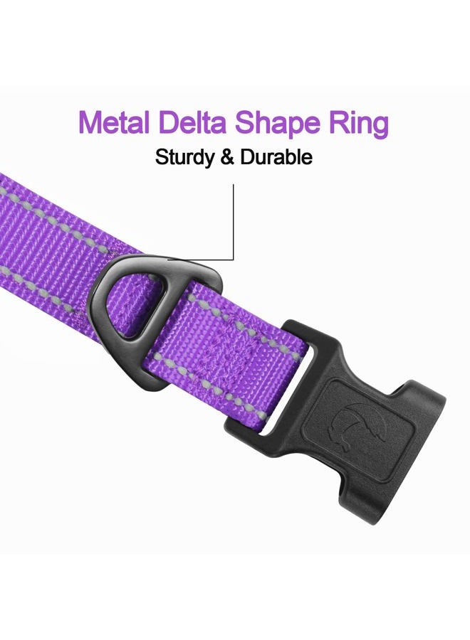 Joytale طوق كلب عاكس، ناعم مبطن من النيوبرين، طوق نايلون قابل للتنفس قابل للتعديل للكلاب الكبيرة، بنفسجي، L - Image 3