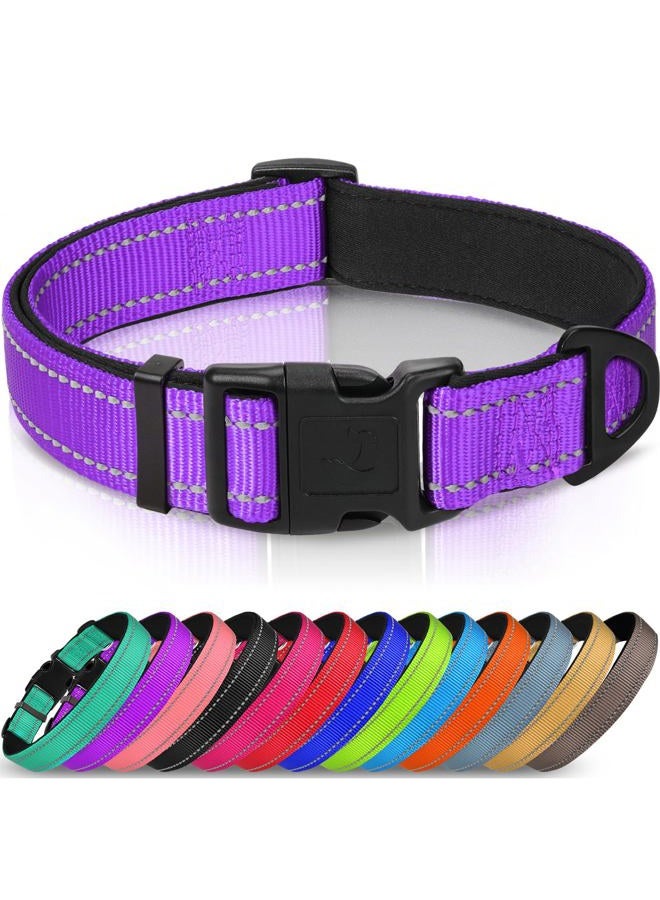 Joytale طوق كلب عاكس، ناعم مبطن من النيوبرين، طوق نايلون قابل للتنفس قابل للتعديل للكلاب الكبيرة، بنفسجي، L - Image 1