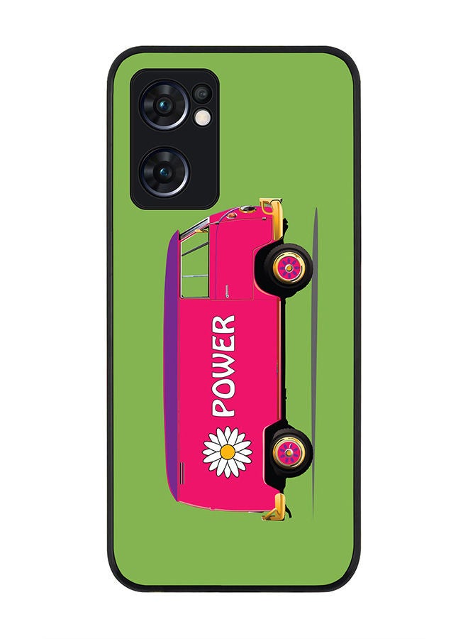 Stylizedd Rugged Black edge case for Oppo Reno7 5G  Slim fit Soft Case Flexible Rubber Edges Anti Drop TPU Gel Thin Cover - Flower Power - Image 1