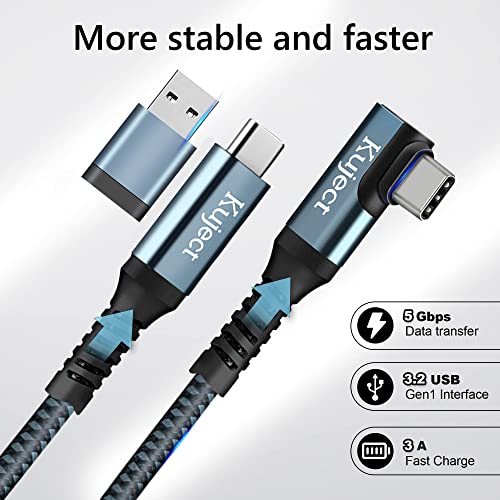 Kuject Link Cable 20FT Compatible for Quest 3S/3, Quest 2/Pro, Pico 4, Nylon Braided Accessories for Rift S/Steam VR Games, USB 3.0 Type C to C High Speed Data Transfer Charging Cord for Gaming PC - Image 3