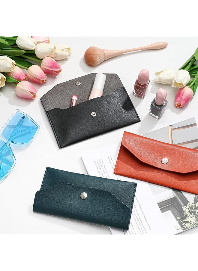 erorex 3 Pieces Cash Envelopes Bag Pu Leather Cash Money Pouch Cash Wallet Envelope Reusable For Spring Festival Wedding Birthday Graduation Holidays Black Orange Dark Green One Size  - Image 4