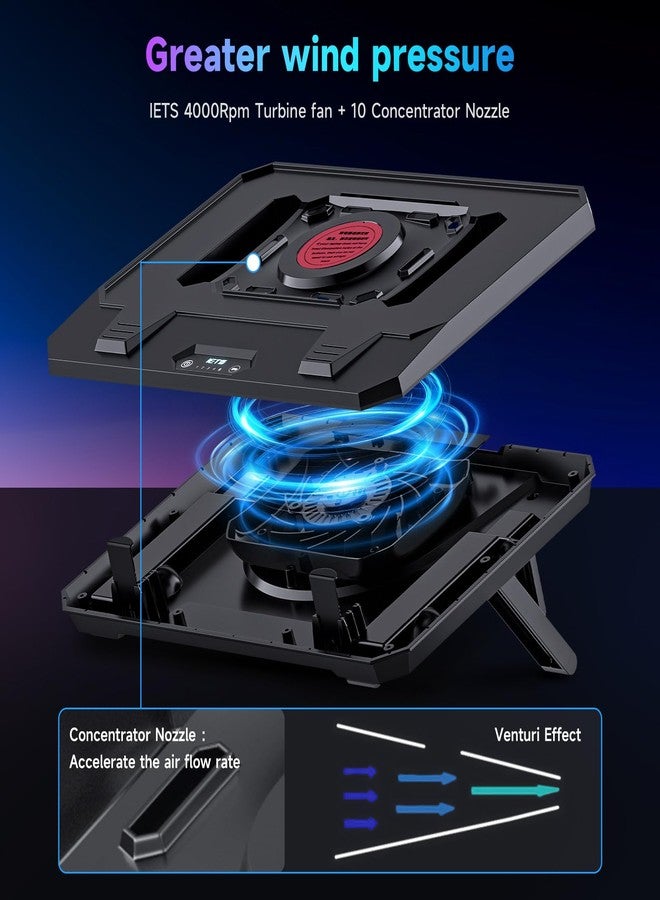 IETS GT300 Upgraded Laptop Cooling Pad with Adjustable Stand, Turbo Boosted Cooler for Rapid Cooling 10-17inch Gaming Laptop, Flexible Sealing Ring，Featuring Air Filtration Adjustable clamp - Image 2