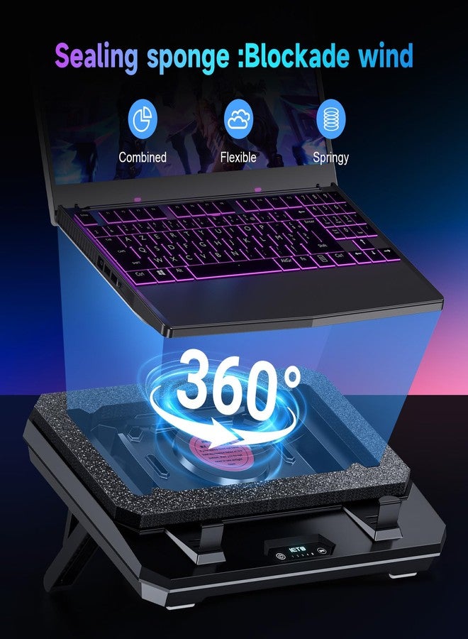 IETS GT300 Upgraded Laptop Cooling Pad with Adjustable Stand, Turbo Boosted Cooler for Rapid Cooling 10-17inch Gaming Laptop, Flexible Sealing Ring，Featuring Air Filtration Adjustable clamp - Image 3