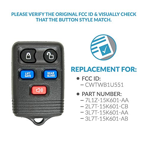 Keyless2Go Replacement for Keyless Entry Remote Car Key Fob 2003 2004 2005 2006 2007 Lincoln Navigator That Use CWTWB1U551 - Image 4