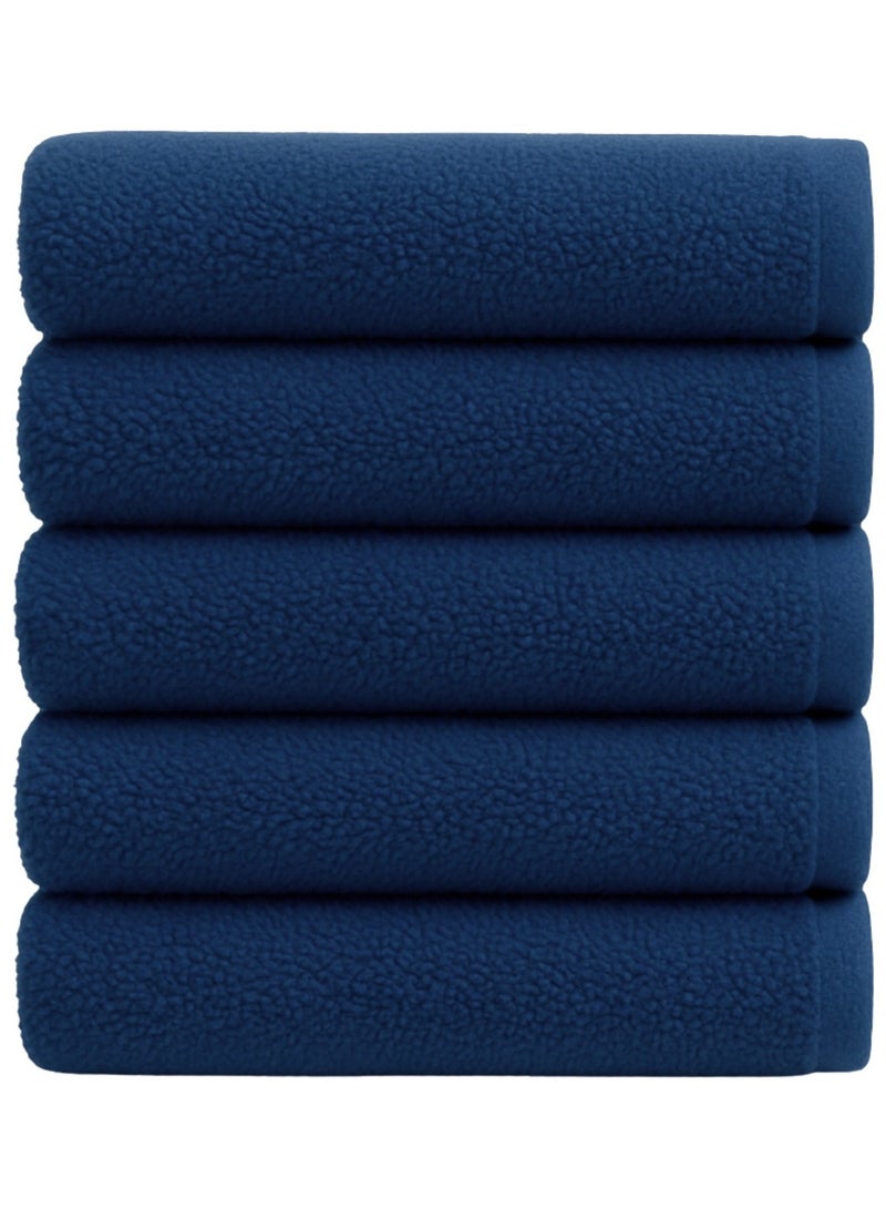 إيتن هوم وير طقم فوط حمام قطن مصري مكون من 5 قطع - 5 فوط وجه 30 × 30 سم - نعومة فائقة، عالية الامتصاص، معتمدة من OEKO-TEX، صنع في مصر - اللون: كحلي ( 5 قطع) - Image 1