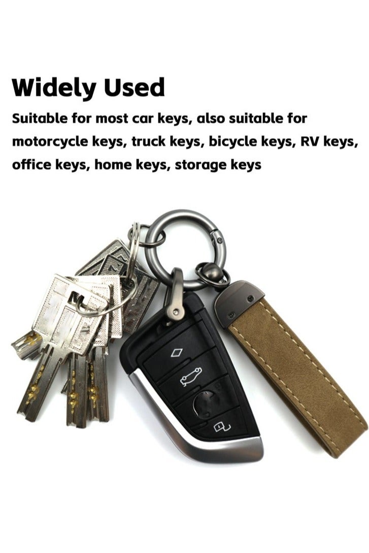 3 Pieces Universal PU Leather Keychain with Key Rings and Anti-Lost D-Ring, Durable Zinc Alloy Metal 360° Rotatable Compatibility Car Keys Holder Organizer, for Men Women with 3 Screwdrivers - Image 3