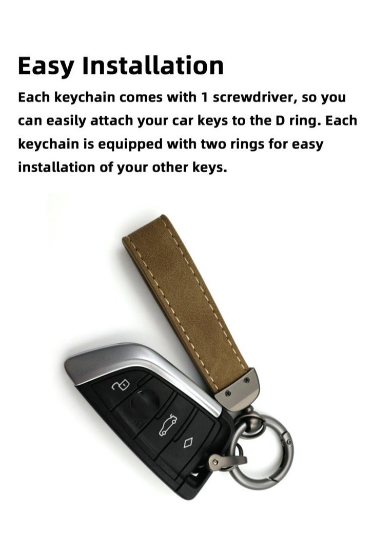 3 Pieces Universal PU Leather Keychain with Key Rings and Anti-Lost D-Ring, Durable Zinc Alloy Metal 360° Rotatable Compatibility Car Keys Holder Organizer, for Men Women with 3 Screwdrivers - Image 5