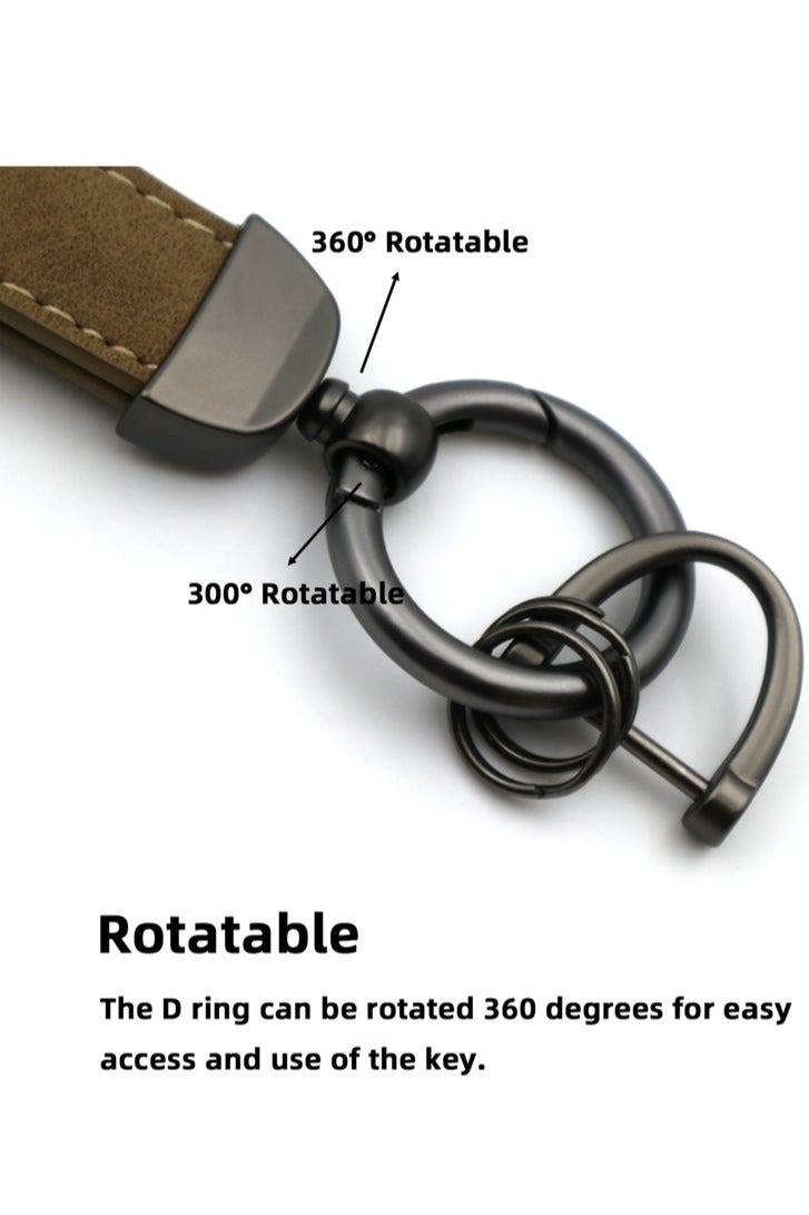 3 Pieces Universal PU Leather Keychain with Key Rings and Anti-Lost D-Ring, Durable Zinc Alloy Metal 360° Rotatable Compatibility Car Keys Holder Organizer, for Men Women with 3 Screwdrivers - Image 4