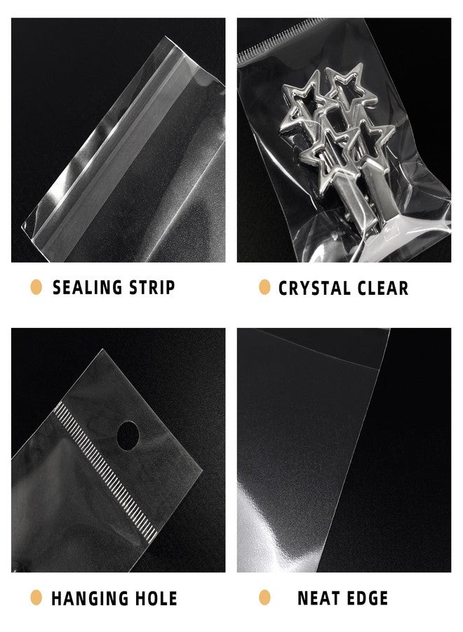 موريباك أكياس سيلوفان ذاتية الإغلاق ذاتية اللصق من مورباك، مقاس 2 × 3 بوصات، بفتحة تعليق، 100 قطعة، شفافة وقابلة لإعادة الإغلاق، مع حلقة تعليق، مناسبة للمجوهرات والأقراط والقلائد - Image 3