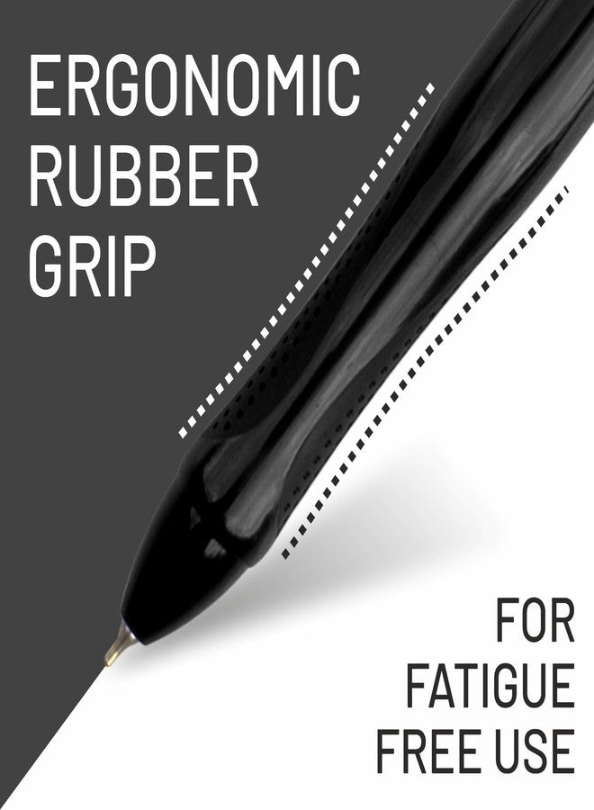 Anupam Snapy Roller Gel Pen 0.5 mm, Waterproof Smooth Quick-Dry Dark Ink, Comfortable Grip Exam & Office Pen, Refillable (Black Body BlackInk, Pack of 4) - Image 4
