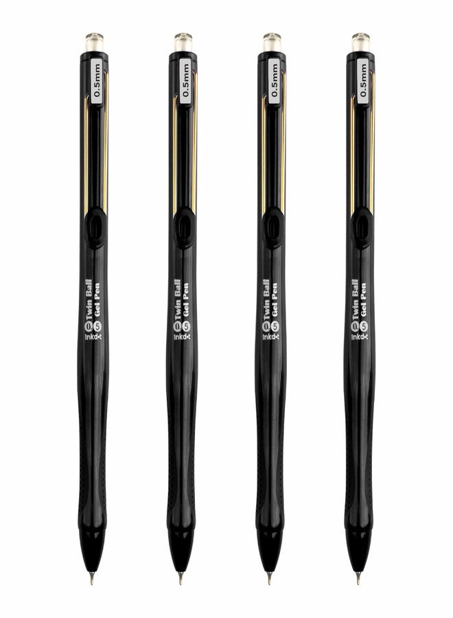 Anupam Snapy Roller Gel Pen 0.5 mm, Waterproof Smooth Quick-Dry Dark Ink, Comfortable Grip Exam & Office Pen, Refillable (Black Body BlackInk, Pack of 4) - Image 1