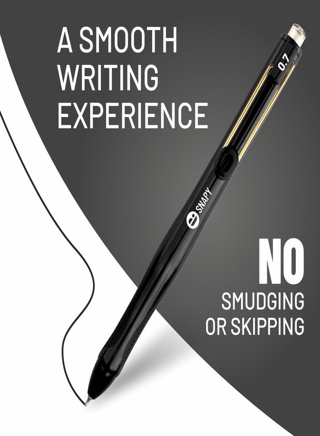 Anupam Snapy Roller Gel Pen 0.5 mm, Waterproof Smooth Quick-Dry Dark Ink, Comfortable Grip Exam & Office Pen, Refillable (Black Body BlackInk, Pack of 4) - Image 3