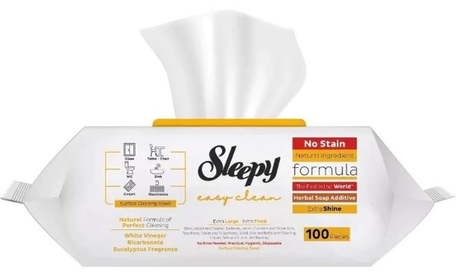 Sleepy مناديل تنظيف متعددة الأسطح سهلة التنظيف، 100 ورقة برائحة صابون الأعشاب والأوكالبتوس - Image 1