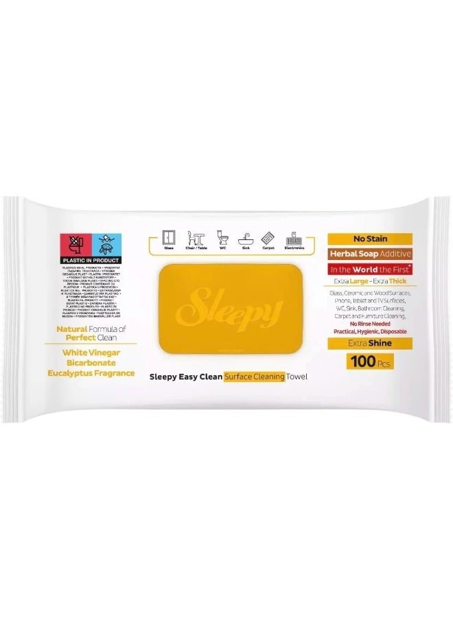 Sleepy Easy Clean Multi-Surface Cleaning Wipes, 100 Sheets Herbal Soap And Eucalyptus Fragrance  - Image 2