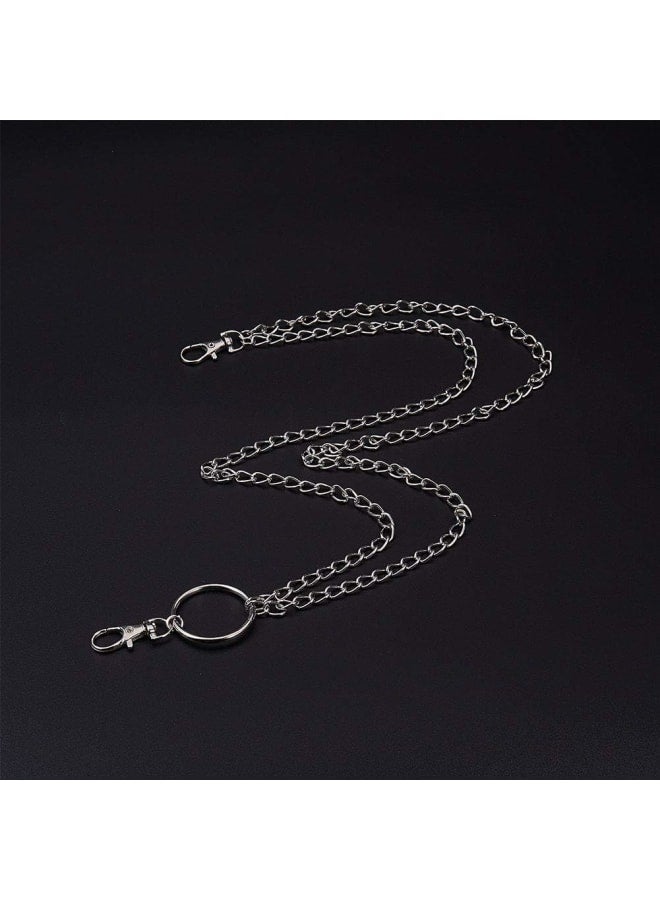 1 Box 2 Layers 17 Inch Pocket Wallet Chain Silver Belt Jeans Keychain Clips with Lobster Clasps for Men and Women Hip Punk Trouser Purse Handbag Decoration Supplies Clothes Accessories  - Image 5