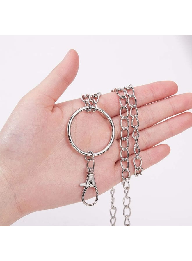 1 Box 2 Layers 17 Inch Pocket Wallet Chain Silver Belt Jeans Keychain Clips with Lobster Clasps for Men and Women Hip Punk Trouser Purse Handbag Decoration Supplies Clothes Accessories  - Image 4
