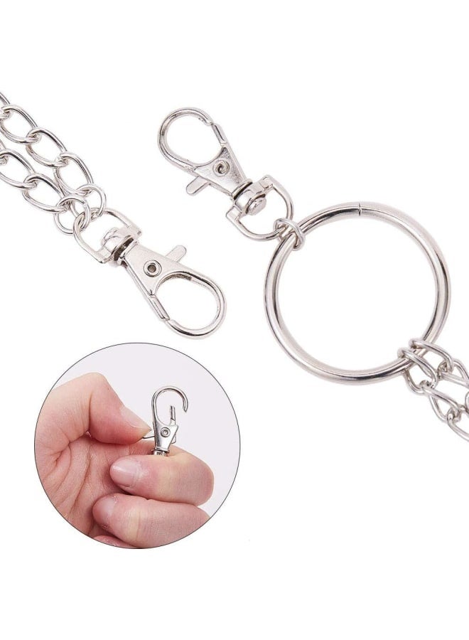 1 Box 2 Layers 17 Inch Pocket Wallet Chain Silver Belt Jeans Keychain Clips with Lobster Clasps for Men and Women Hip Punk Trouser Purse Handbag Decoration Supplies Clothes Accessories  - Image 3