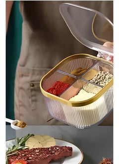 Generic Gold Detailed 4-Compartment Spice Rack Storage Container Organizer  - Image 1