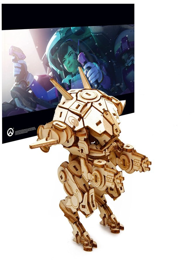 IncrediBuilds Overwatch D.VA's Meka 3D Wood Puzzle & Model Figure Kit (149 Pcs) with Poster - Build & Paint a 3-D Video Game Replica Toy, No Glue Required - Officially Licensed - Gift for Kids, Teens, Adults - 12+ - Image 1