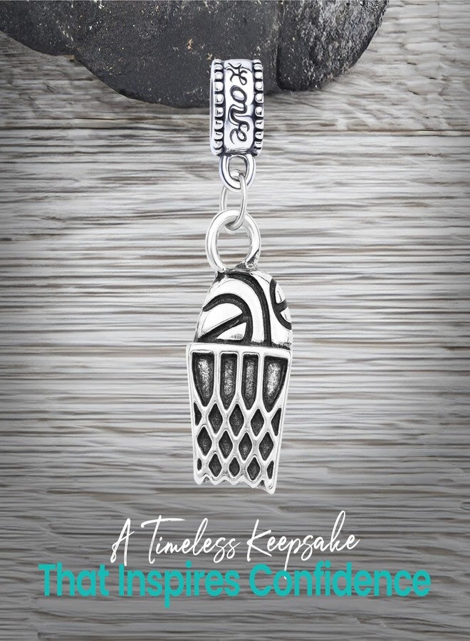 Sportybella Basketball Net Charm Bead - Silver-Plated Stainless Steel Pendant - European Bracelet Compatible - Sports Jewelry Gift for Basketball Players, Coaches & Fans - Image 3