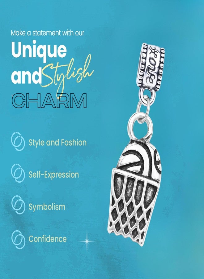 Sportybella Basketball Net Charm Bead - Silver-Plated Stainless Steel Pendant - European Bracelet Compatible - Sports Jewelry Gift for Basketball Players, Coaches & Fans - Image 4